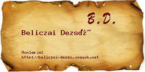 Beliczai Dezső névjegykártya